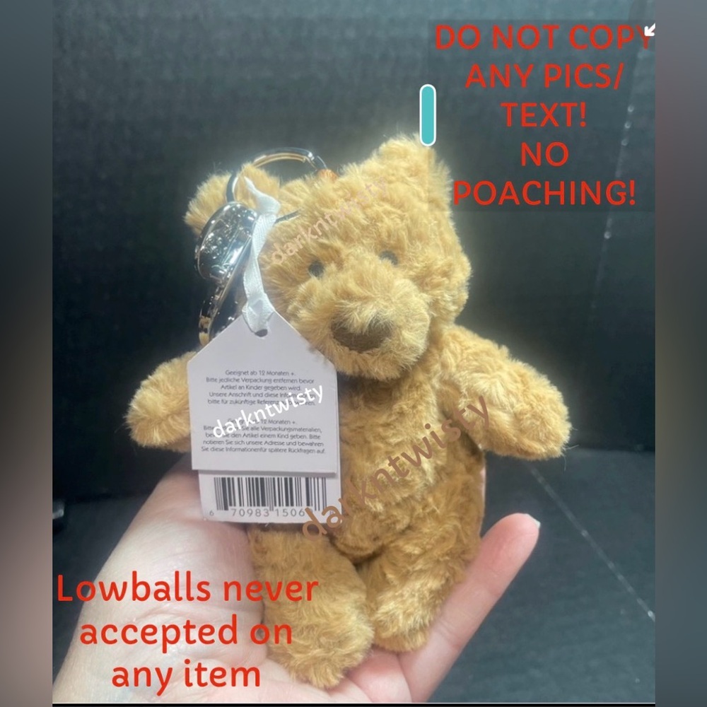 LAST ONE! BNWT JELLYCAT I AM BARTHOLOMEW BEAR BAG CHARM AUTH SALES RECEIPT AVAIL